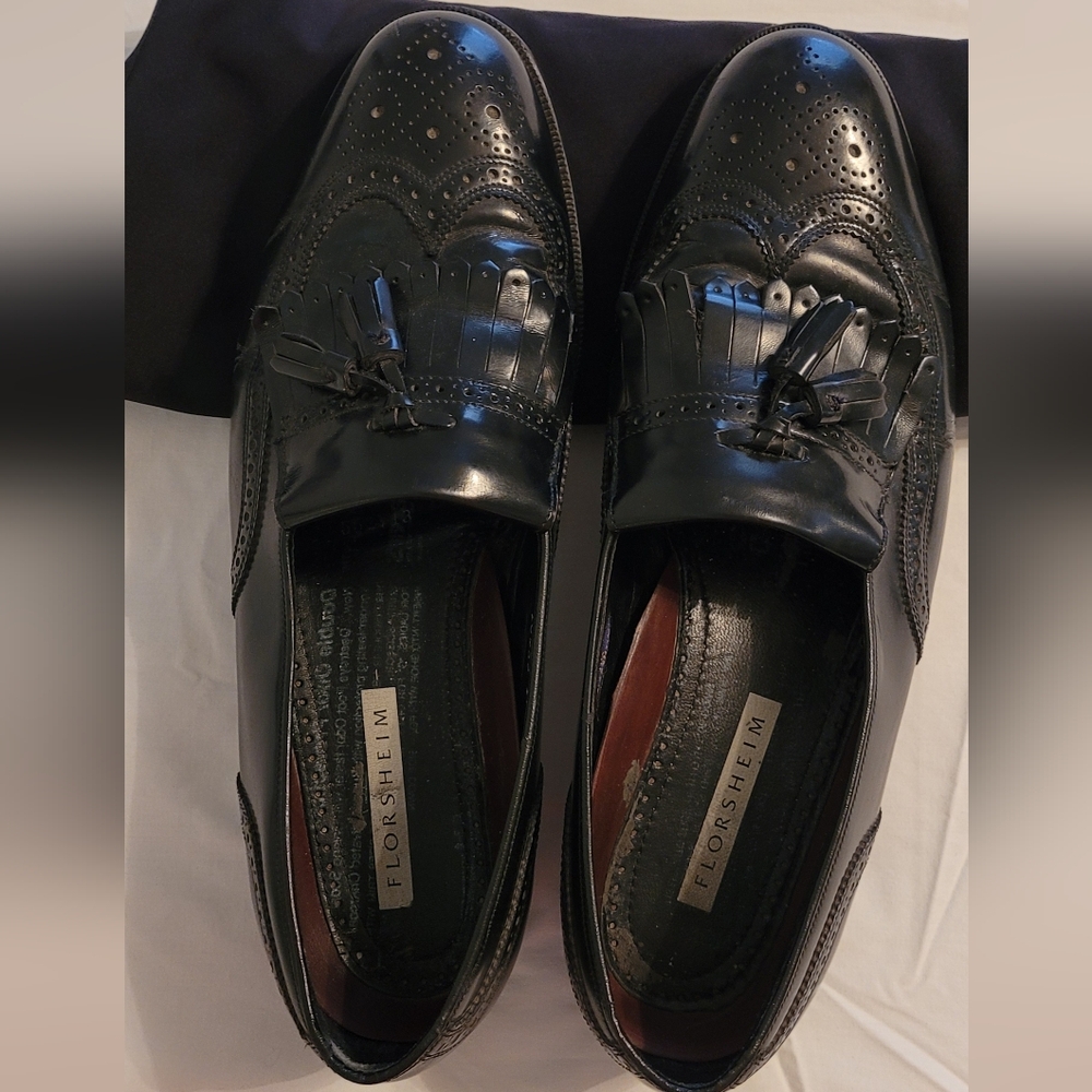 Florsheim Black Leather Slip-On Loafers